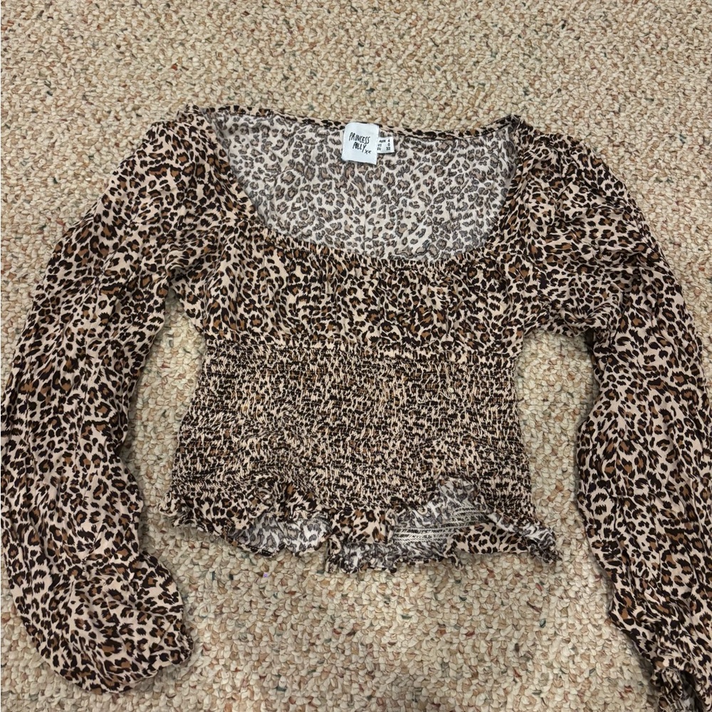 Princess Polly Animal Print Smocked Blouse